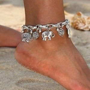 Elephant silver anklet